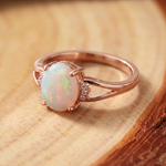 White Opal Rose Gold Ring