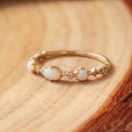 White Opal Marquise Gold Ring