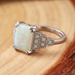 White Opal Art Deco Silver Ring