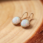 Golden Fire Opal Halo Drop Earrings