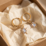 Celestial Opal Star Huggie Hoops