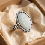 Grand White Opal Halo Ring
