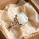 White Opal Art Deco Silver Ring