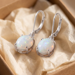 Silver Fire Opal Lever-Back Drops
