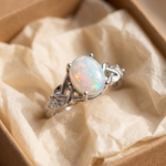 White Opal Celtic Knot Silver Ring