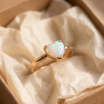 White Opal Heart Gold Ring