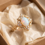 White Opal Baroque Gold Ring