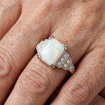 White Opal Art Deco Silver Ring