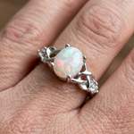White Opal Celtic Knot Silver Ring