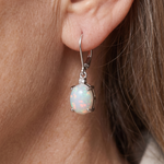 Silver Fire Opal Lever-Back Drops
