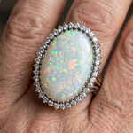 Grand White Opal Halo Ring