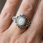 Vintage Silver & Opal Floral Ring
