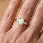 White Opal Three-Stone Gold Ring