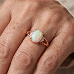 White Opal Rose Gold Ring