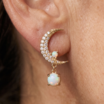 Opal Moon and Star Mismatched Earrings