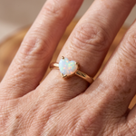 White Opal Heart Gold Ring