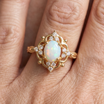 White Opal Baroque Gold Ring