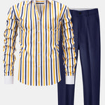 Long Sleeve Stripe Button Up Winchester Shirt & Slim Fit Tapered Trousers