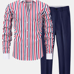 Long Sleeve Stripe Button Up Winchester Shirt & Slim Fit Tapered Trousers
