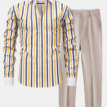 Long Sleeve Stripe Button Up Winchester Shirt & Slim Fit Tapered Trousers