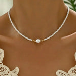 Minimal Turquoise and Pearl Necklace