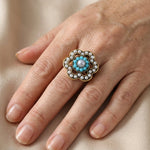 Turquoise Pearl Floral Ring