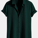Muscle Fit Ribbed Button Up Shirt & Elastic Waist Straight Leg Trousers