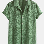 Jacquard Texture Cuban Shirt & Straight Leg Linen Pants