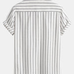 Cotton Blend Striped Button Up Shirt & Linen Drawstring Shorts