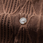 Geometric Jacquard Eyelet Cuban Shirt & Linen Drawstring Shorts