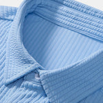 Muscle Fit Ribbed Button Up Shirt & Elastic Waist Straight Leg Trousers