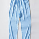 Kangaroo Pocket Ribbed Hooded T-Shirt & Straight Leg Ribbed Pants