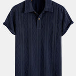 Knitted Geometric Rhombus Jacquard Polo & Straight Leg Ribbed Pants