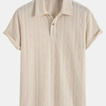 Knitted Geometric Rhombus Jacquard Polo & Straight Leg Ribbed Pants