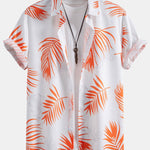 Leaf Print Button Up Shirt & Swim Shorts