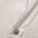 Short Sleeve V Neck Linen Rayon Blend Shirt & Linen Cotton Blend Drawstring Shorts