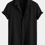 Muscle Fit Ribbed Deep Cuban Shirt & Drawstring Ribbed Shorts