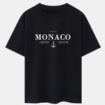 Monaco Slogan Print Drop Shoulder Oversize T-Shirt & Straight Leg Corduroy Pants