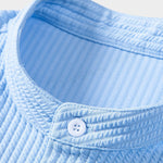 Muscle Fit Ribbed Stand Collar Shirt & Elastic Waist Straight Leg Trousers
