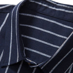 Cotton Blend Striped Button Up Shirt & Linen Drawstring Shorts