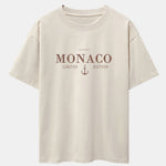 Monaco Slogan Print Drop Shoulder Oversize T-Shirt & Straight Leg Corduroy Pants