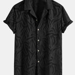Jacquard Texture Cuban Shirt & Straight Leg Linen Pants