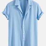 Muscle Fit Ribbed Deep Cuban Shirt & Drawstring Ribbed Shorts