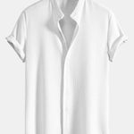 Muscle Fit Ribbed Stand Collar Shirt & Elastic Waist Straight Leg Trousers
