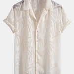 Jacquard Texture Cuban Shirt & Straight Leg Linen Pants