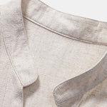 Short Sleeve V Neck Linen Rayon Blend Shirt & Linen Cotton Blend Drawstring Shorts
