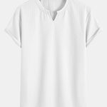 Muscle Fit Notch Ribbed Arc Hem T-Shirt & Drawstring Ribbed Shorts