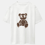 Checkerboard Dissolving Bear Drop Shoulder Oversize T-Shirt & Straight Leg Corduroy Pants