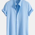 Muscle Fit Ribbed Stand Collar Shirt & Elastic Waist Straight Leg Trousers