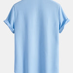 Muscle Fit Ribbed Stand Collar Shirt & Elastic Waist Straight Leg Trousers
